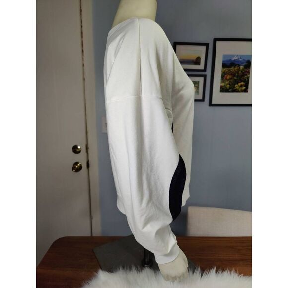 Sundays cotton blend cream sweatsuit with metallic black accents, women's size s - Picture 3 of 9